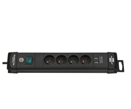 Listwa zasilająca BRENNENSTUHL Premium-Line - 4 gniazda, 2x USB, 1.8m czarna